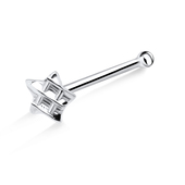 Checked Star Silver Bone Nose Stud NSKD-03a